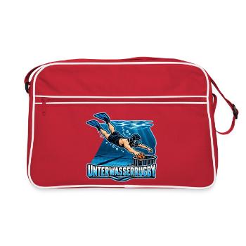 Unterwasser Rugby Action-Illustration - Retro Tasche - Rot/Weiß - Vorne