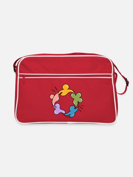 Verschieden, zusammen – Inklusion, Respekt und Nein zum Bu - Retro Tasche - Rot/Weiß