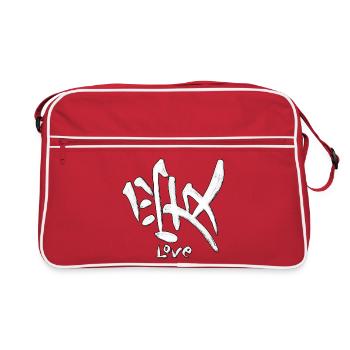 Liebes-Graffiti-Symbol: weiße Pinsel - Retro Tasche - Rot/Weiß - Vorne