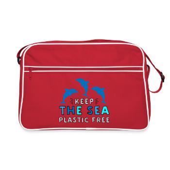 Umweltverschmutzung im Meer - Retro Tasche - Rot/Weiß - Vorne