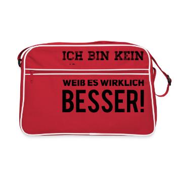 ich bin kein Klugscheisser - Retro Tasche - Rot/Weiß - Vorne