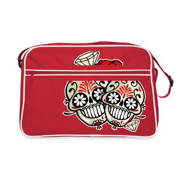 DIAMOND SKULL - Retro Bag - red/white - Front