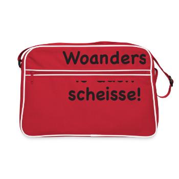 Woanders is auch scheisse! - Retro Tasche - Rot/Weiß - Vorne