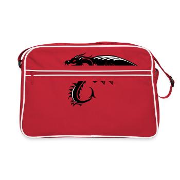 dragon tribal tattoo shape 200410 x - Retro Bag - red/white - Front