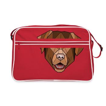 Schokoladen-Labrador - Folken - Retro Tasche - Rot/Weiß - Vorne