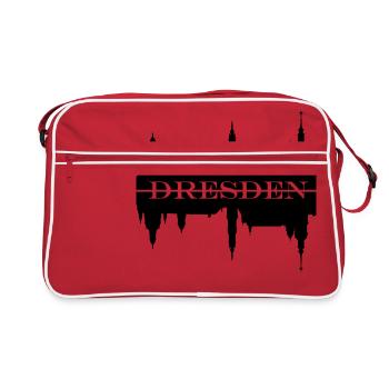 Dresden Skyline Sillhouette - Retro Tasche - Rot/Weiß - Vorne