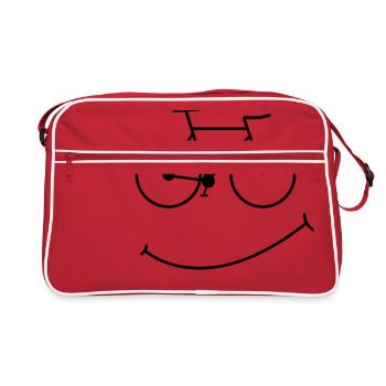 Fahrrad Lächeln Smiley Bike Hobby Geschenk Rad - Retro Tasche - Rot/Weiß - Vorne