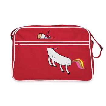 Einhorn - Retro Tasche - Rot/Weiß - Vorne