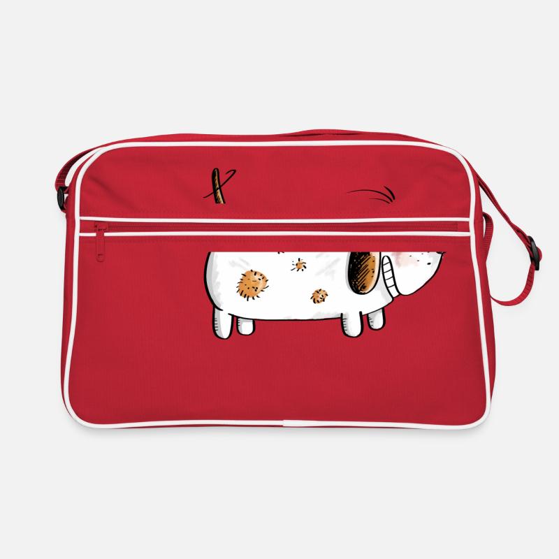 Dicker Lustiger Hund - Hunde Comic - Retro Tasche - Rot/Weiß