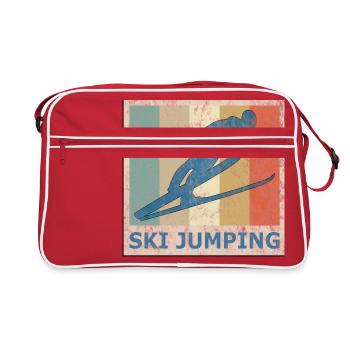 Vintage retro ski long jump ski flying ski jumping - Retro Bag - red/white - Front