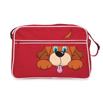Chiot mignon chien animaux domestiques - Sac Retro - rouge/blanc - Devant