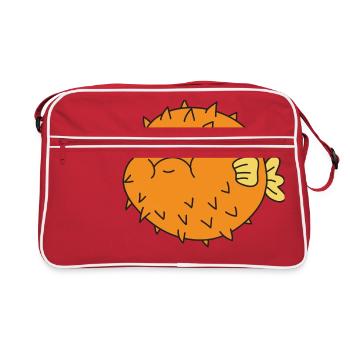 Puffer fish sea ocean under water - Retro Bag - red/white - Front