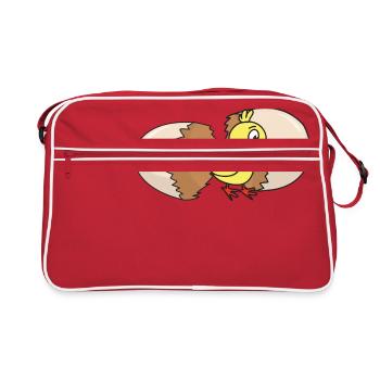 Chick poultry chicken chickens egg chicken egg easter egg - Retro Bag - red/white - Front