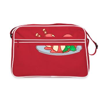 Eis Speiseeis Eiskrem Eiscreme Kugeleis Eisbecher - Retro Tasche - Rot/Weiß - Vorne