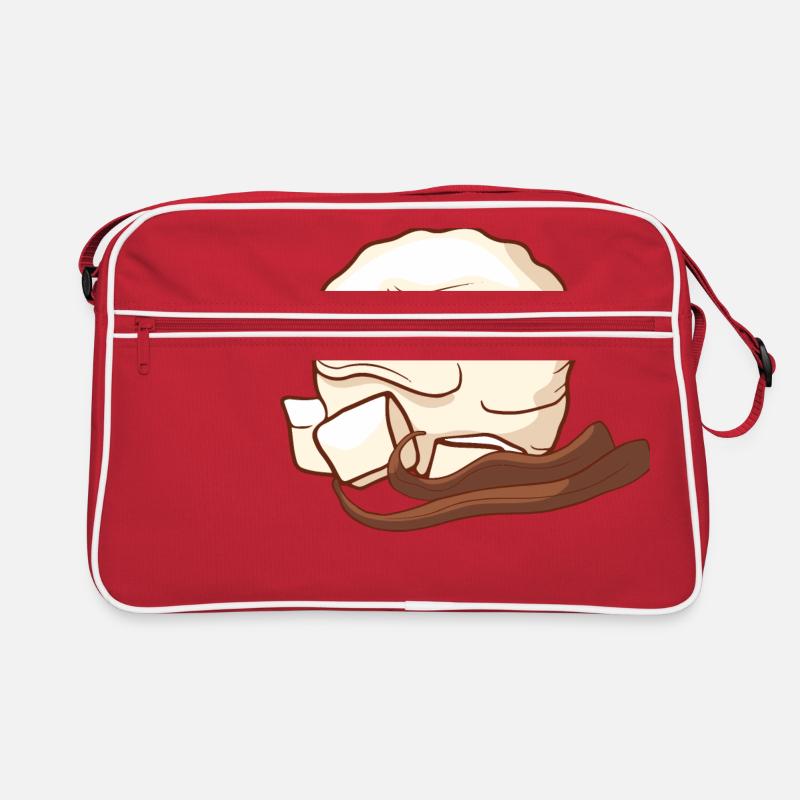 Vanille Eis Speiseeis Eiskrem Eiscreme Kugeleis - Retro Tasche - Rot/Weiß