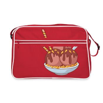 Eis Speiseeis Eiskrem Eiscreme Kugeleis Eisbecher - Retro Tasche - Rot/Weiß - Vorne