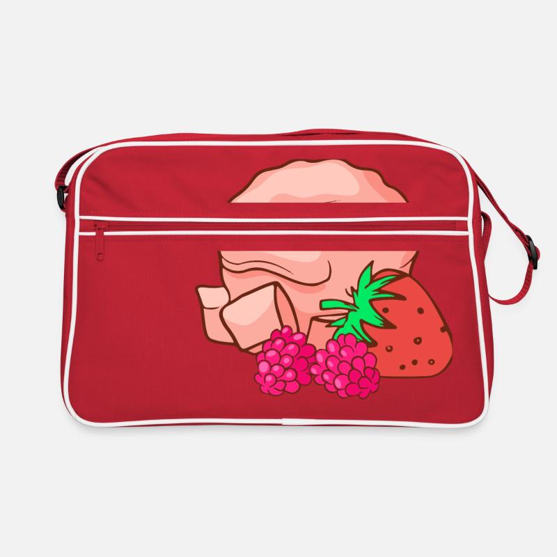 Eis Speiseeis Eiskrem Eiscreme Erdbeeren Himnbeere Retro Tasche
