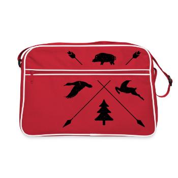 Hunt Hunter Ranger Forest Rifle Shirt Gift - Retro Bag - red/white - Front