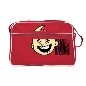 Dumm behindert Idiot - Retro Tasche - Rot/Weiß - Vorne