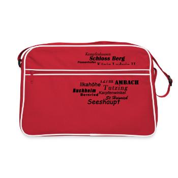 Grafik des Starnberger See für Shirts & Tassen - Retro Tasche - Rot/Weiß - Vorne