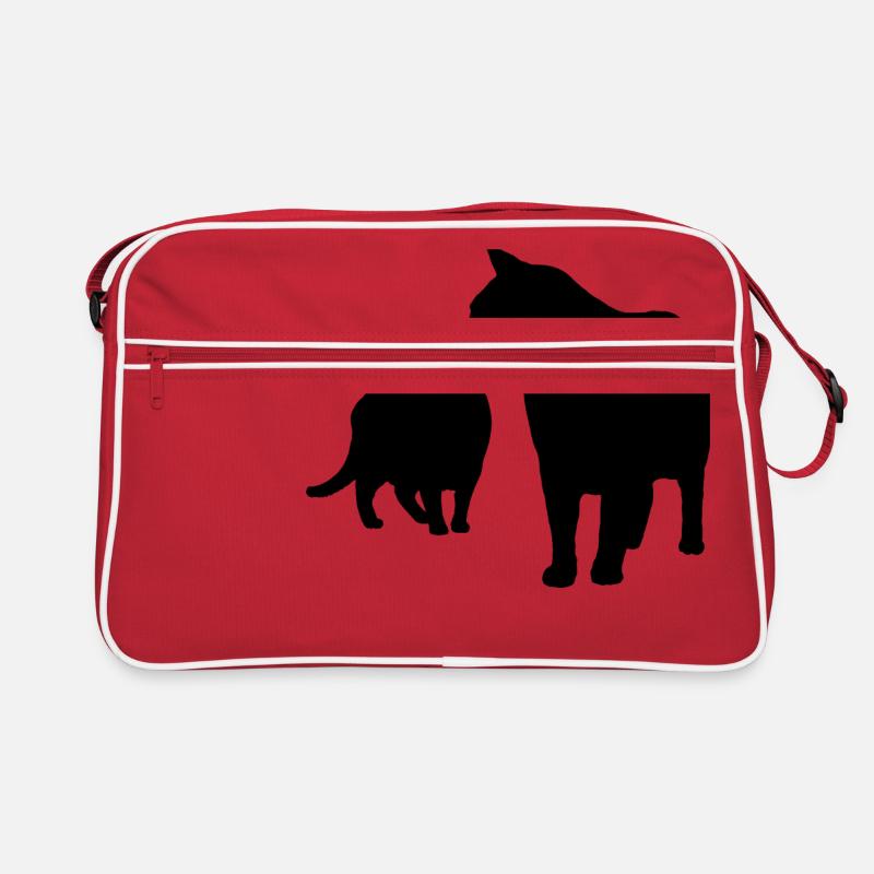 Katze Katzen - Retro Tasche - Rot/Weiß