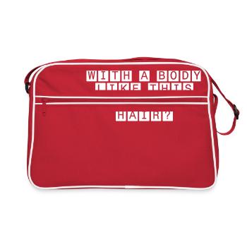 Avec un corps comme celui-ci... Qui a besoin de cheveux? - Sac Retro - rouge/blanc - Devant
