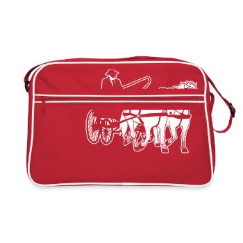 Carriage mold Percheron driving gift hooves - Retro Bag - red/white - Front