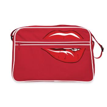 Lip bite sexy lip bite shirt lipstick kiss - Retro Bag - red/white - Front