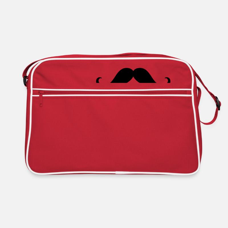 Schnurrbart-Gracias - Retro Tasche - Rot/Weiß