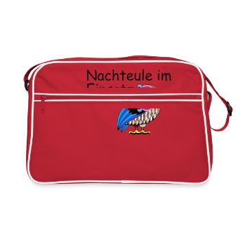 Nachteule im Einsatz - Retro Tasche - Rot/Weiß - Vorne