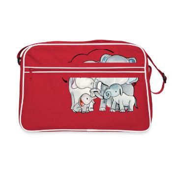 Famille d'éléphants - Sac Retro - rouge/blanc - Devant