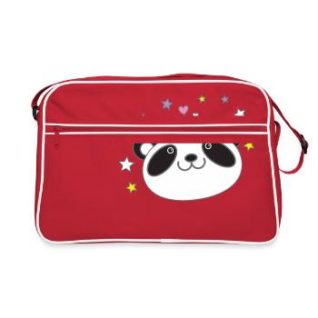 couronne de visage de panda dans une couronne royale - Sac Retro - rouge/blanc - Devant