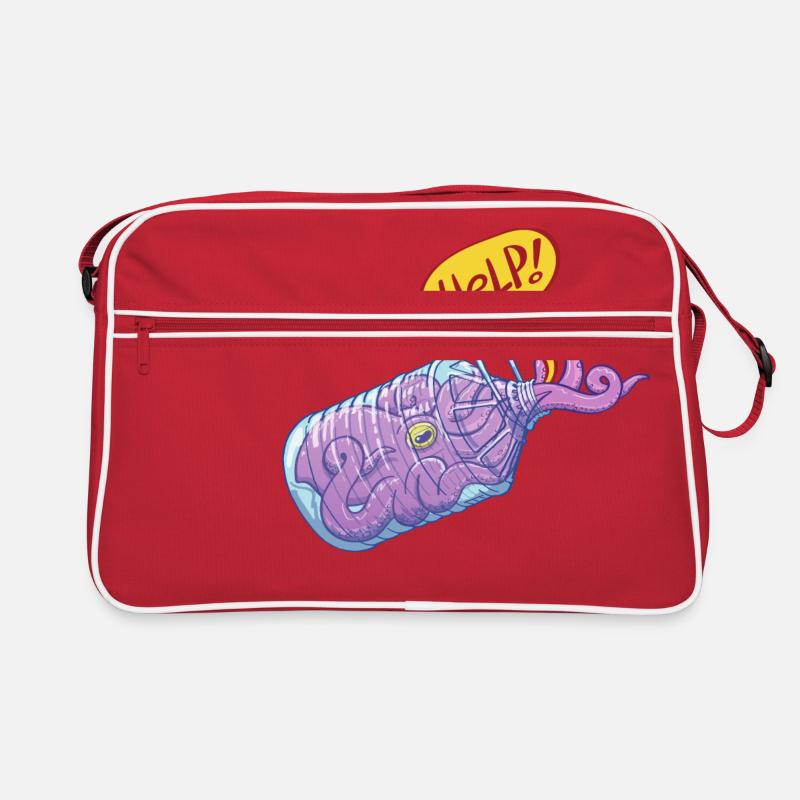 Pieuvre dans bouteille plastique demande d'aide Sac Retro