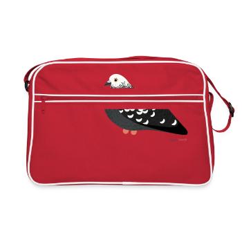 "Teddy" Die Stadttaube mit weißen Kopf - Retro Tasche - Rot/Weiß - Vorne