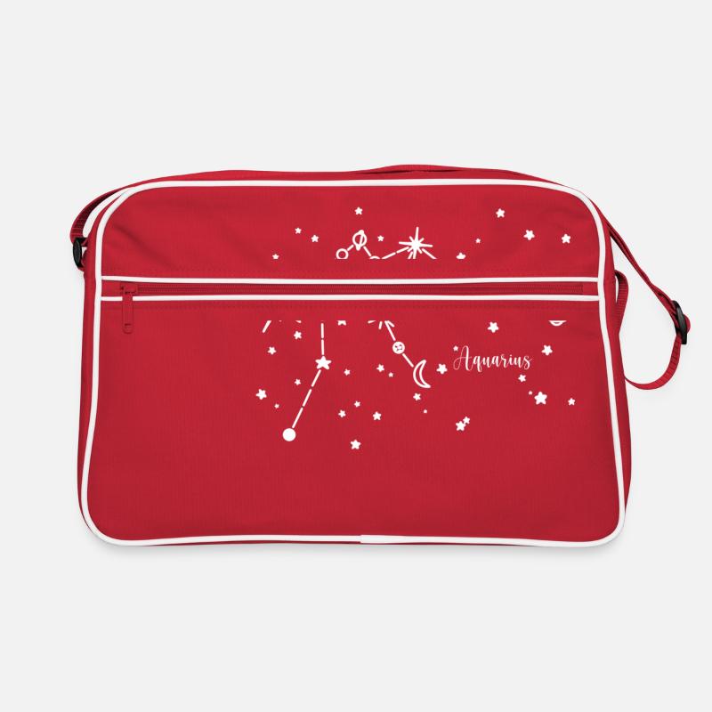 Aquarius, Aquarius, zodiac, sky, planet - Retro Bag - red/white