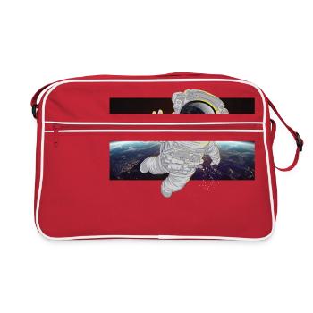 Astronaut im All - Retro Tasche - Rot/Weiß - Vorne