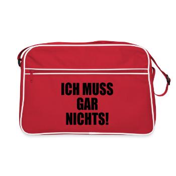 Ich muss gar nichts - Retro Tasche - Rot/Weiß - Vorne