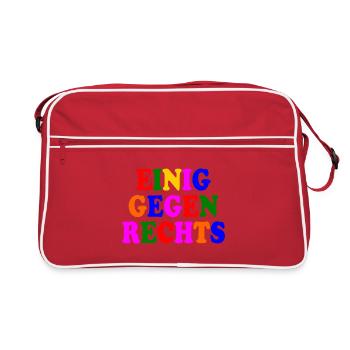 Einig gegen rechts - Retro Tasche - Rot/Weiß - Vorne