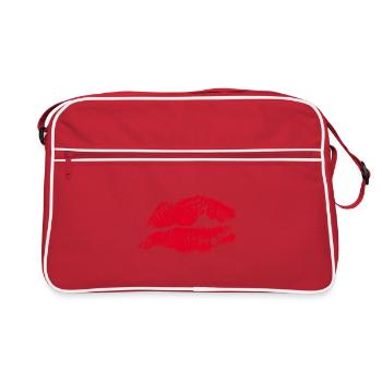 Kissing Lips Lipstick Cadeau de la Saint-Valentin - Sac Retro - rouge/blanc - Devant