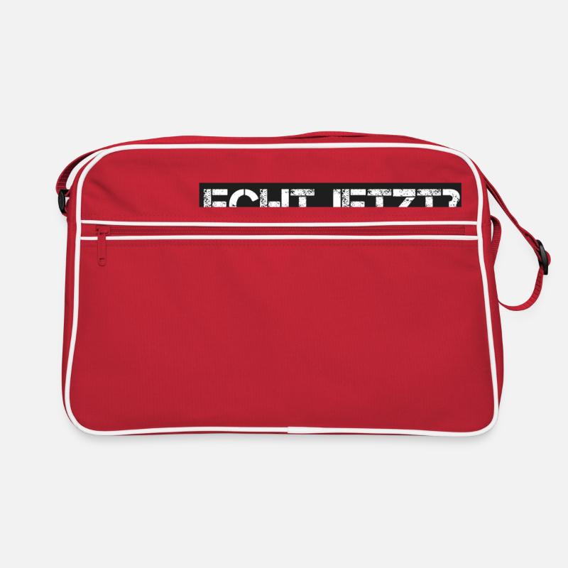 Spruch: echt jetzt - Retro Tasche - Rot/Weiß