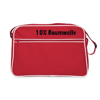 10% Baumwolle, 90% Katzenhaare | Katzen T-Shirt - Retro Tasche - Rot/Weiß - Vorne