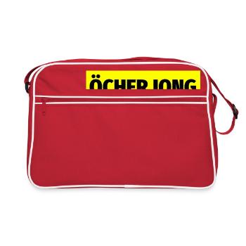 Öcher Jong Aachen Aachener Dialekt Platt Geschenk - Retro Tasche - Rot/Weiß - Vorne