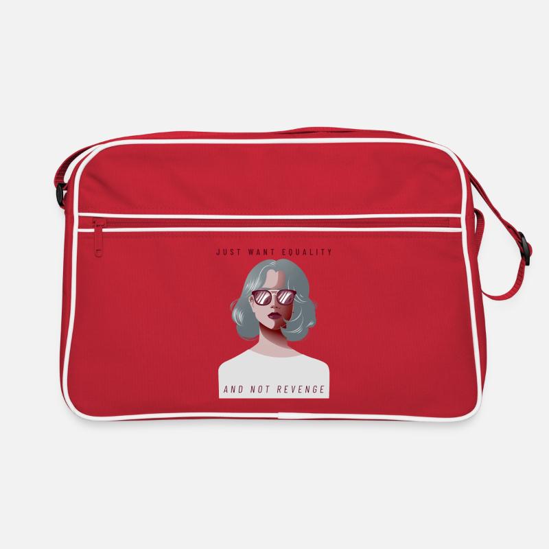Equality not Revenge - Feminism Design - Retro Tasche - Rot/Weiß