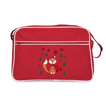 Süßer Fuchs im Winter - Cute little Fox - Retro Tasche - Rot/Weiß - Vorne