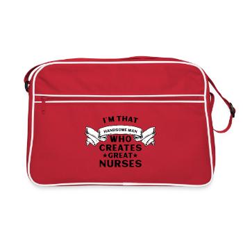 Handsome man who creates great nurses - black - Retro Bag - red/white - Front