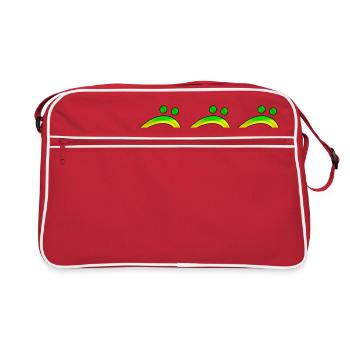 Reggae, Bassschlüssel, Welle, Jamaika, Musik, - Retro Tasche - Rot/Weiß - Vorne