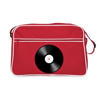 vinyl gramophone record disc turntable DJ - Retro Bag - red/white - Front
