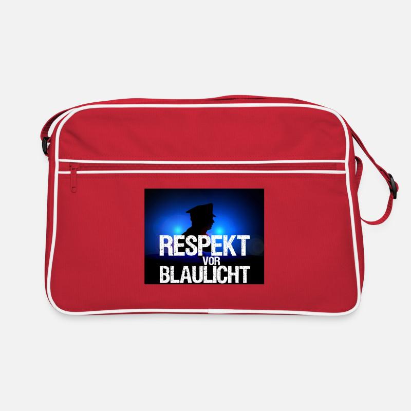 Blaulicht Respekt - Polizei, Polizist, Geschenk - Retro Tasche - Rot/Weiß
