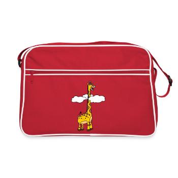 Animal Shirt Giraffe above the clouds - Retro Bag - red/white - Front