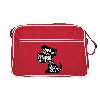 paroles de chien, chemise de chien, chien préféré, Hu - Sac Retro - rouge/blanc - Devant